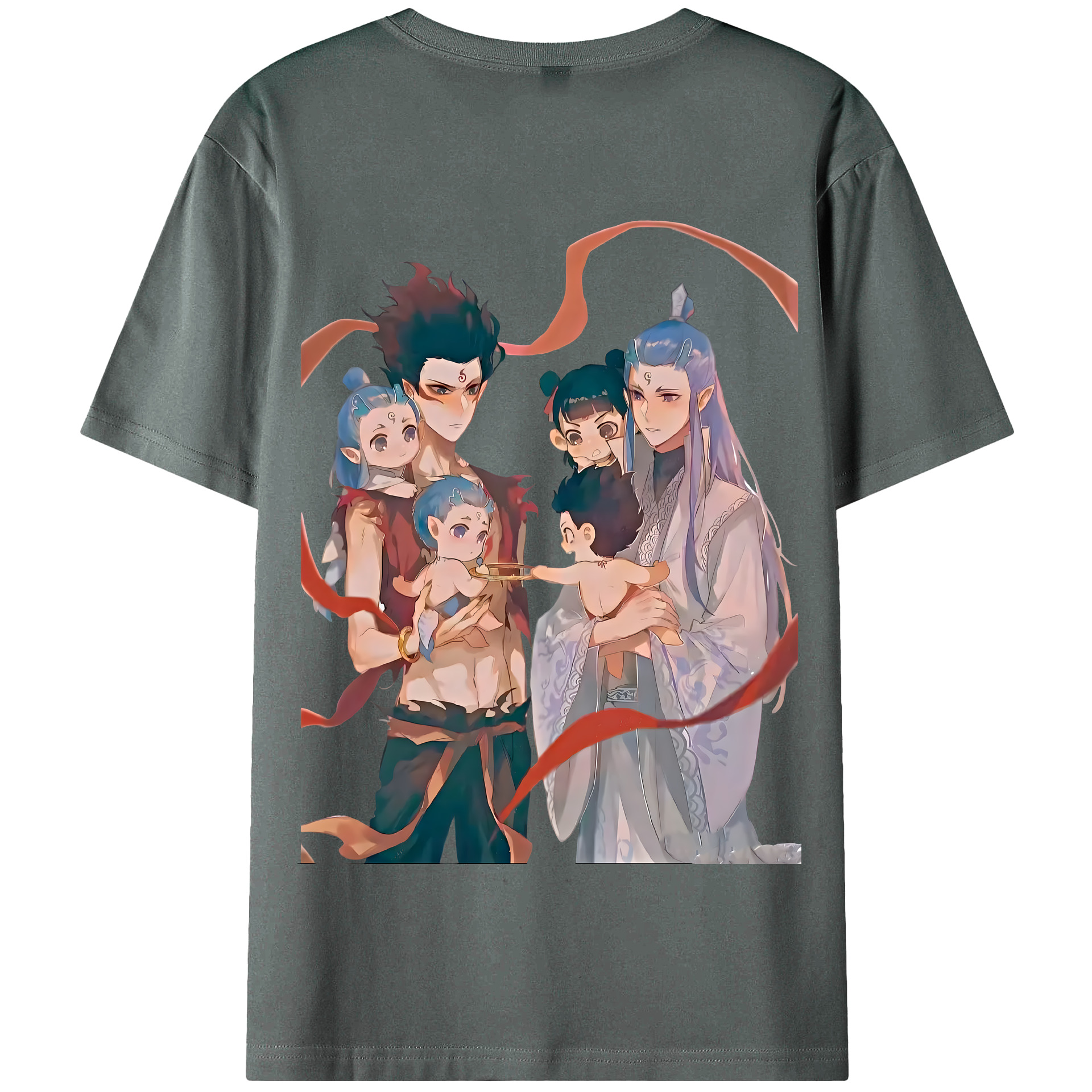（画像用） Ne Zha 2 ナタ 魔童の大暴れ 綿100％半袖Tシャツ（背面プリント）